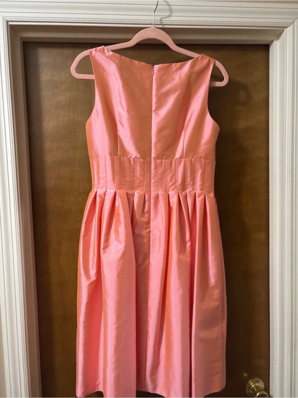 Eliza J Coral Pink Sleeveless Midi Dress with Pleated Waist - Picture 7 of 9